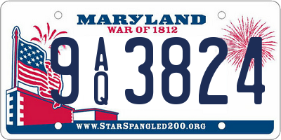 MD license plate 9AQ3824