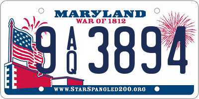 MD license plate 9AQ3894