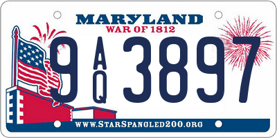 MD license plate 9AQ3897