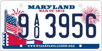 MD license plate 9AQ3956