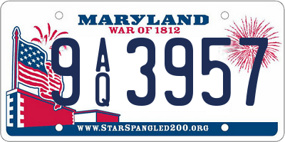 MD license plate 9AQ3957