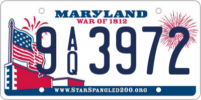 MD license plate 9AQ3972