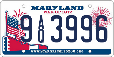 MD license plate 9AQ3996