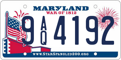 MD license plate 9AQ4192