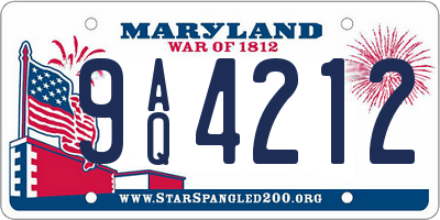 MD license plate 9AQ4212