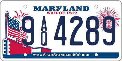 MD license plate 9AQ4289