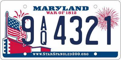 MD license plate 9AQ4321