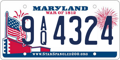 MD license plate 9AQ4324