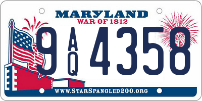 MD license plate 9AQ4358