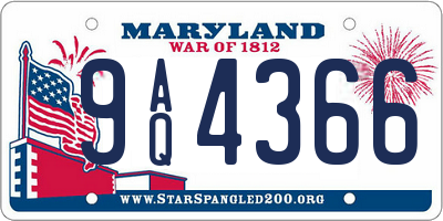 MD license plate 9AQ4366