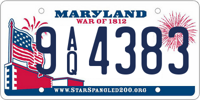 MD license plate 9AQ4383