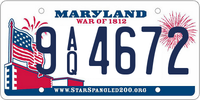 MD license plate 9AQ4672