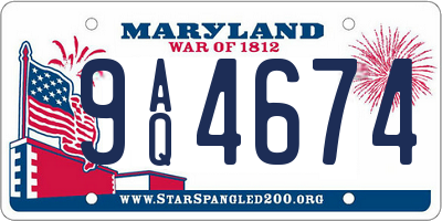 MD license plate 9AQ4674