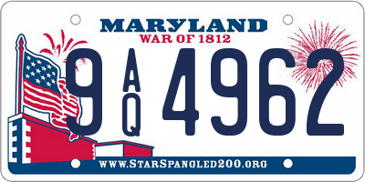 MD license plate 9AQ4962