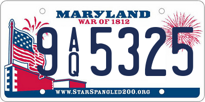 MD license plate 9AQ5325