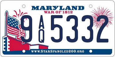MD license plate 9AQ5332