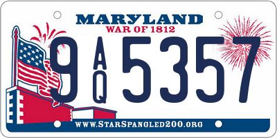 MD license plate 9AQ5357