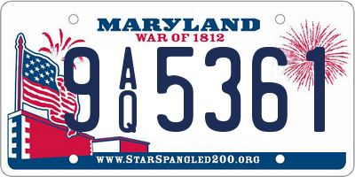 MD license plate 9AQ5361