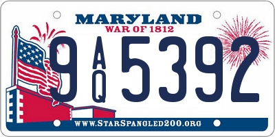 MD license plate 9AQ5392
