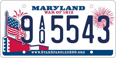 MD license plate 9AQ5543