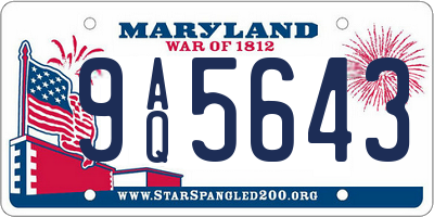 MD license plate 9AQ5643