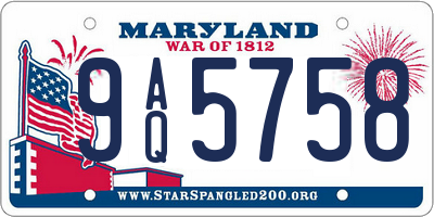 MD license plate 9AQ5758