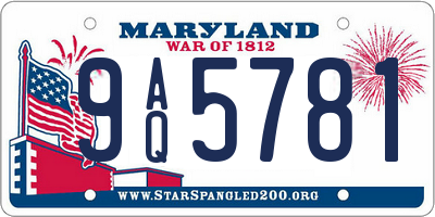 MD license plate 9AQ5781