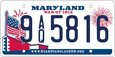 MD license plate 9AQ5816