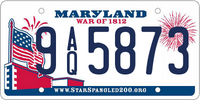MD license plate 9AQ5873