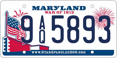 MD license plate 9AQ5893