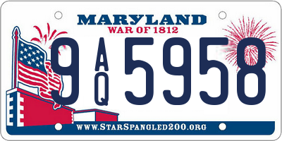 MD license plate 9AQ5958