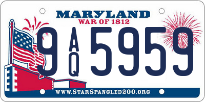 MD license plate 9AQ5959
