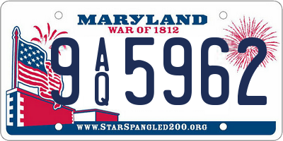 MD license plate 9AQ5962