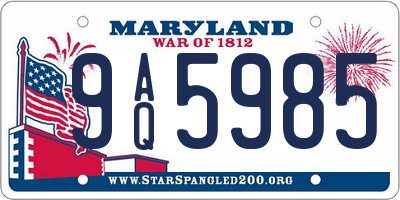 MD license plate 9AQ5985