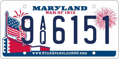 MD license plate 9AQ6151