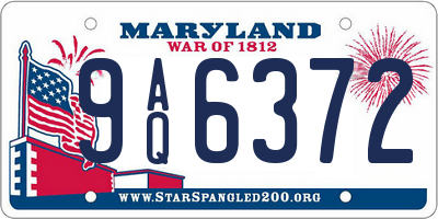 MD license plate 9AQ6372