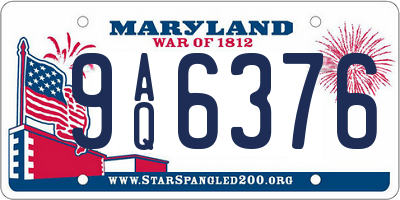 MD license plate 9AQ6376