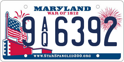MD license plate 9AQ6392
