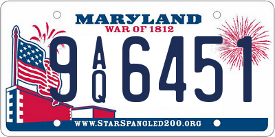 MD license plate 9AQ6451
