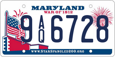 MD license plate 9AQ6728