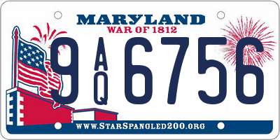 MD license plate 9AQ6756