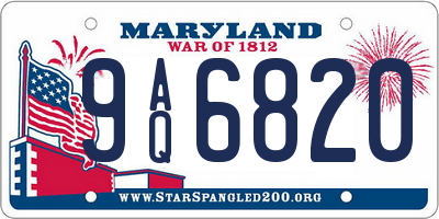MD license plate 9AQ6820