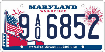 MD license plate 9AQ6852
