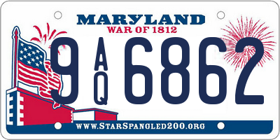 MD license plate 9AQ6862