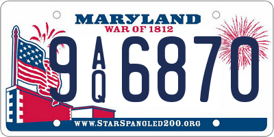 MD license plate 9AQ6870