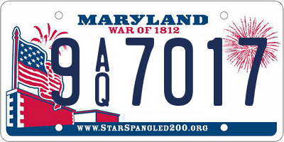 MD license plate 9AQ7017