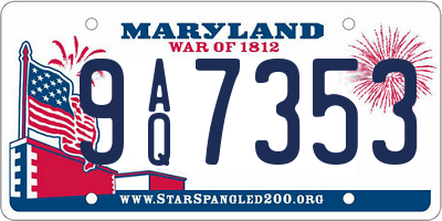 MD license plate 9AQ7353