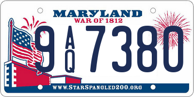 MD license plate 9AQ7380