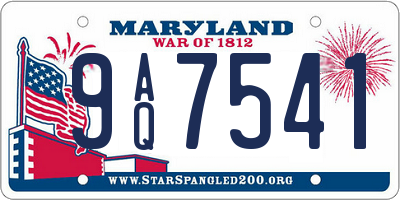 MD license plate 9AQ7541
