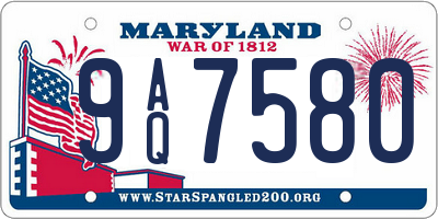 MD license plate 9AQ7580